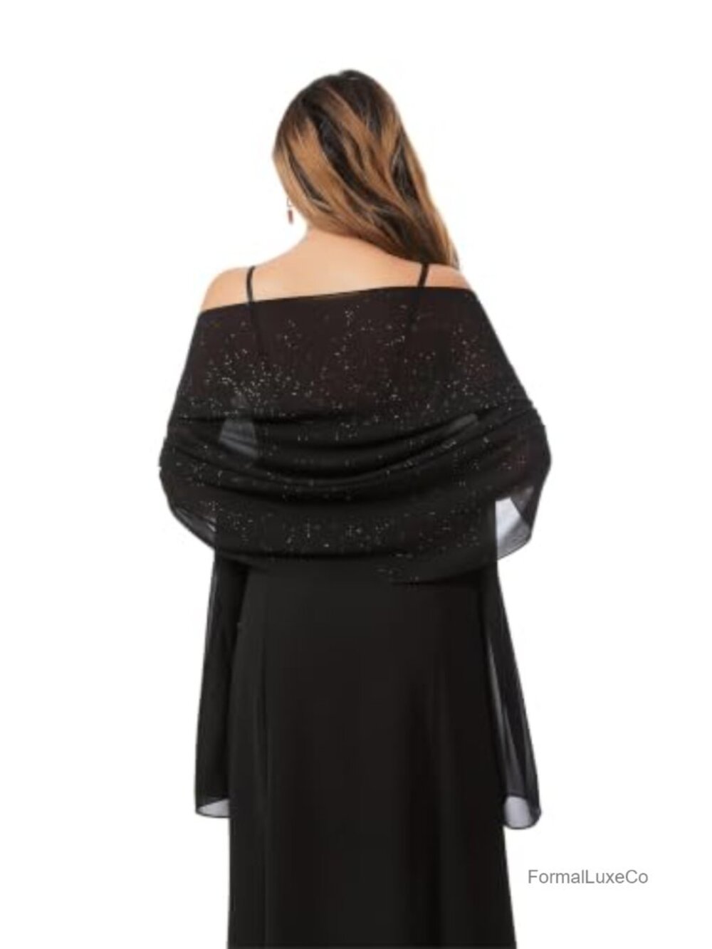 Evening Dress Shawl Sheer Chiffon Wrap Sparkly Bridal Scarf